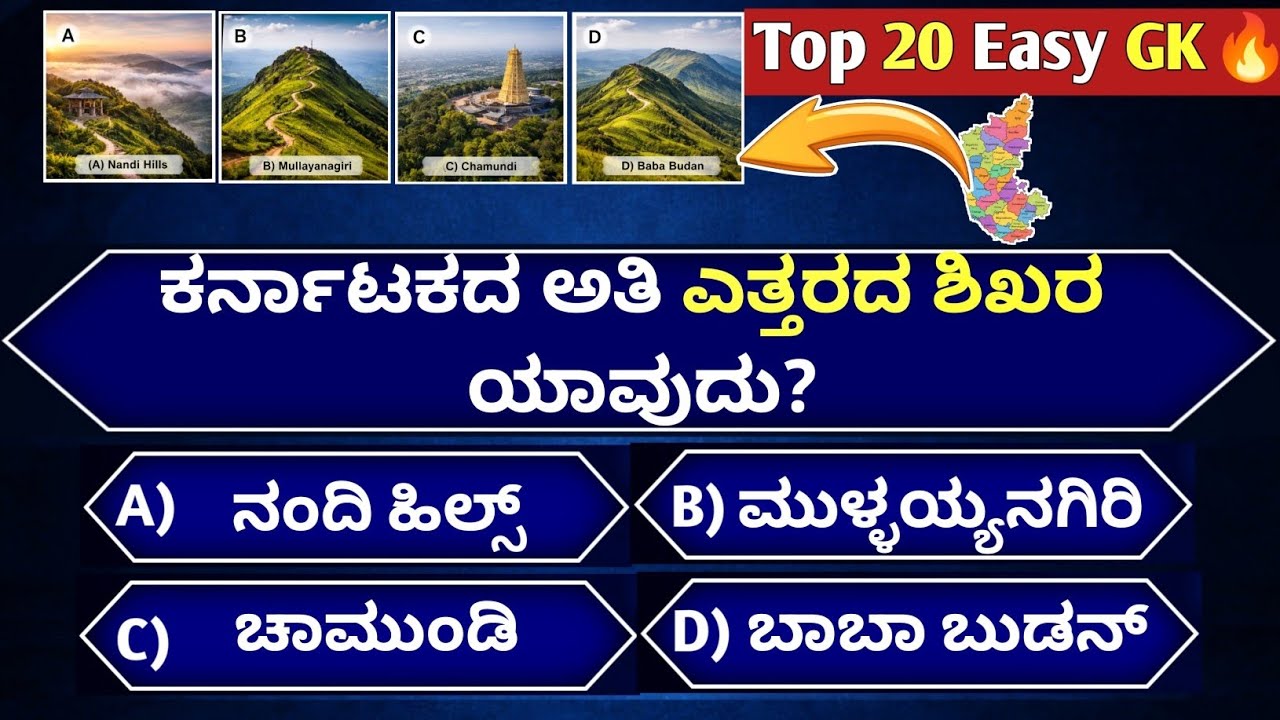 Daily 5 Sec GK – Episode 12 | Karnataka Special GK 🔥| Quiz Study Kannada