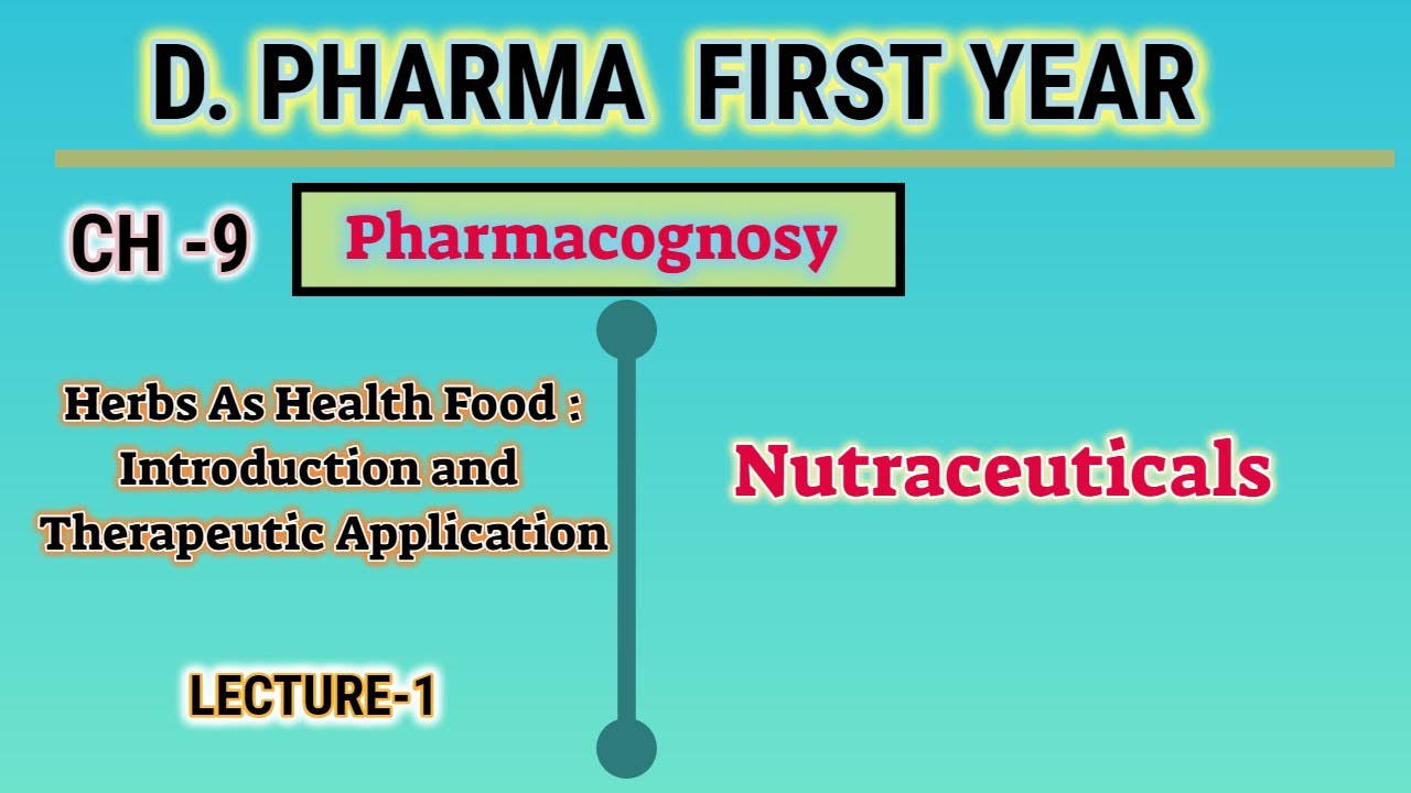 Nutraceuticals/Herbs as Health food/Pharmacognosy/L-1/CH-9/D.Pharm First year