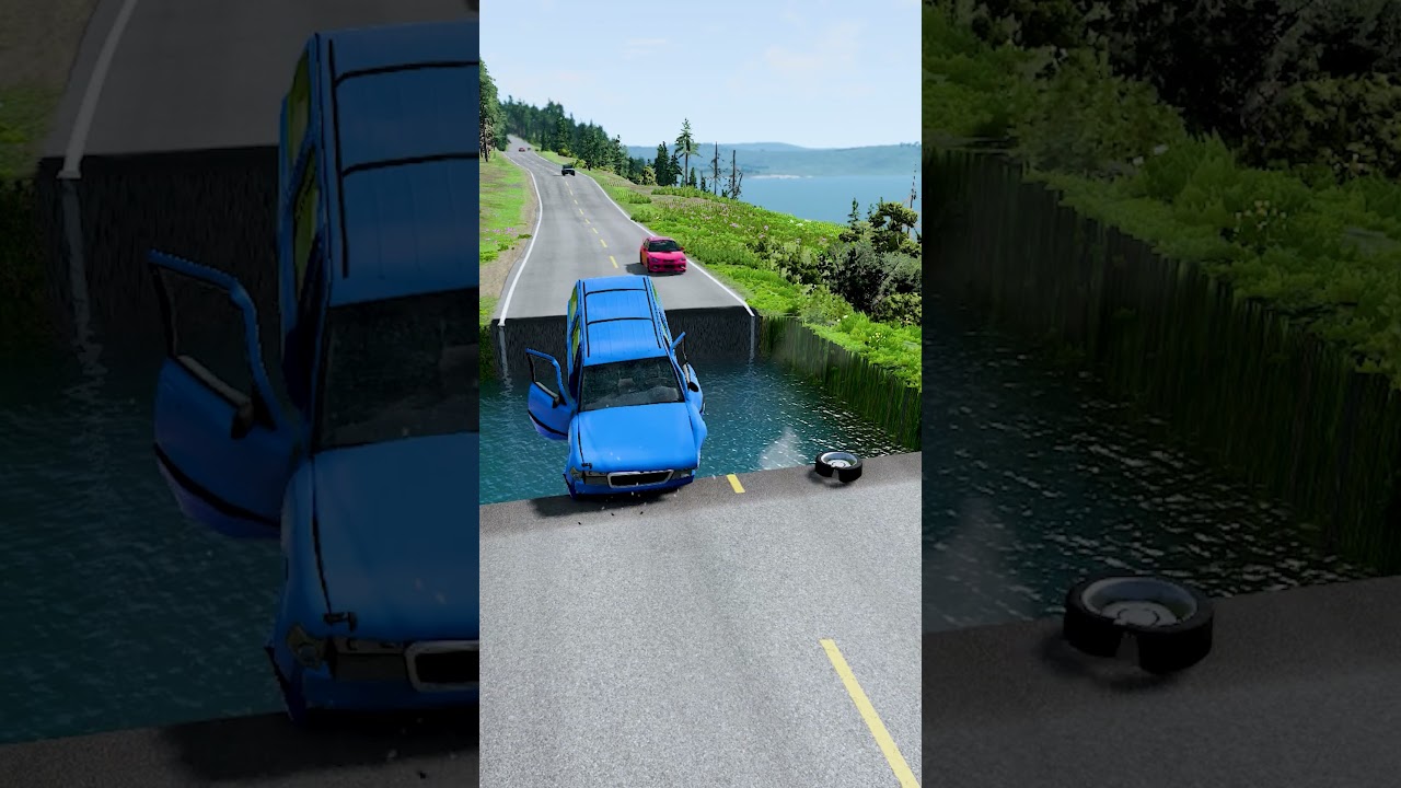 Cars vs massive water pit #13 | BeamNG drive #beamngdrive #beamnghighspeedjump #monstertruck