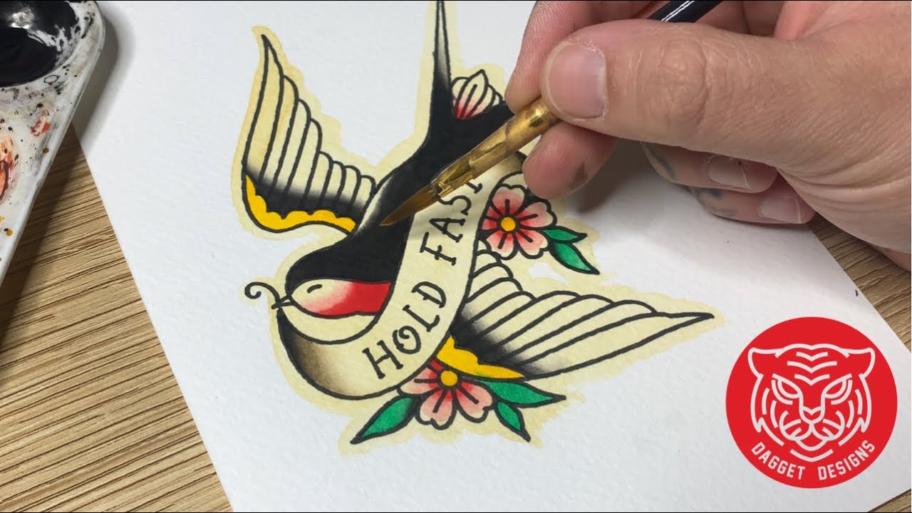 Painting Tattoo Flash - Sparrow Tattoo Drawing