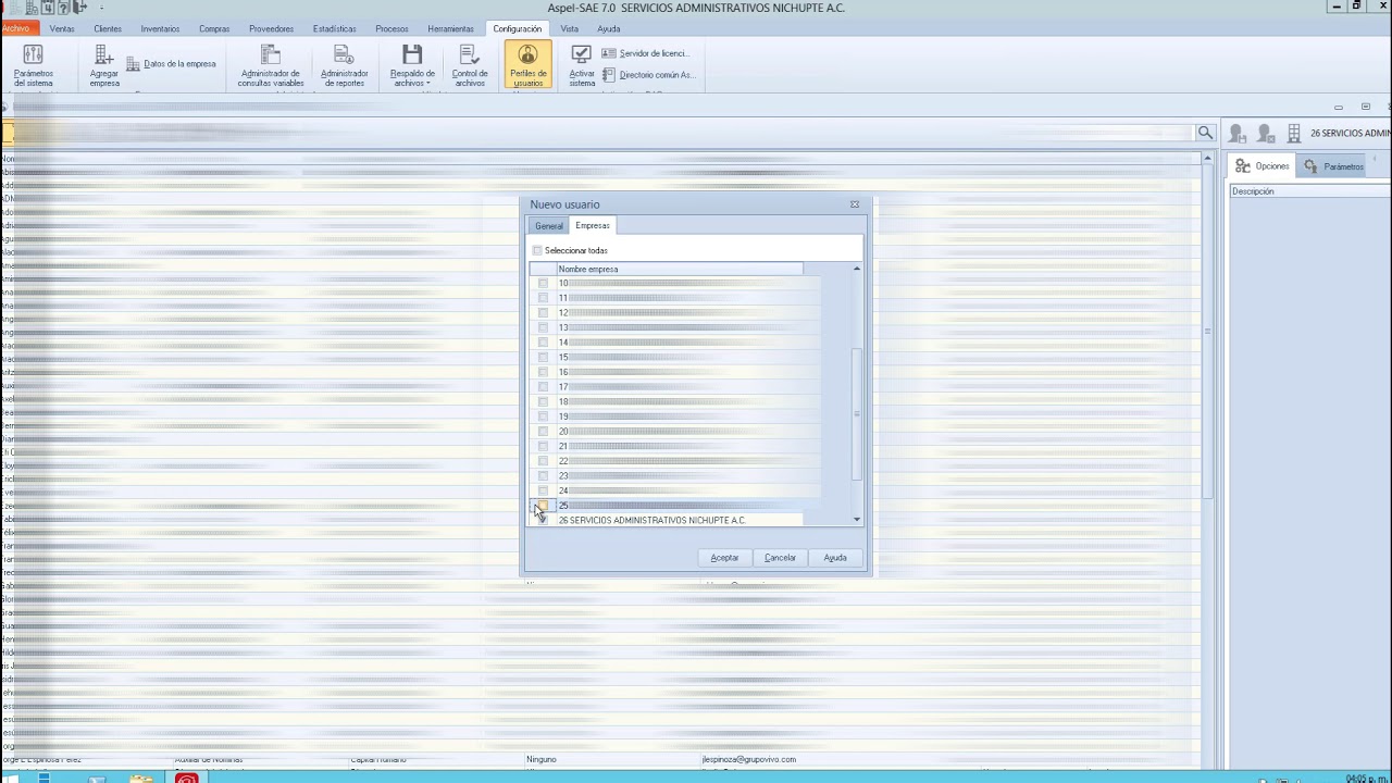 ASPEL -SAE - Dar de alta usuario en SAE -Asignar Perfil y Empresas