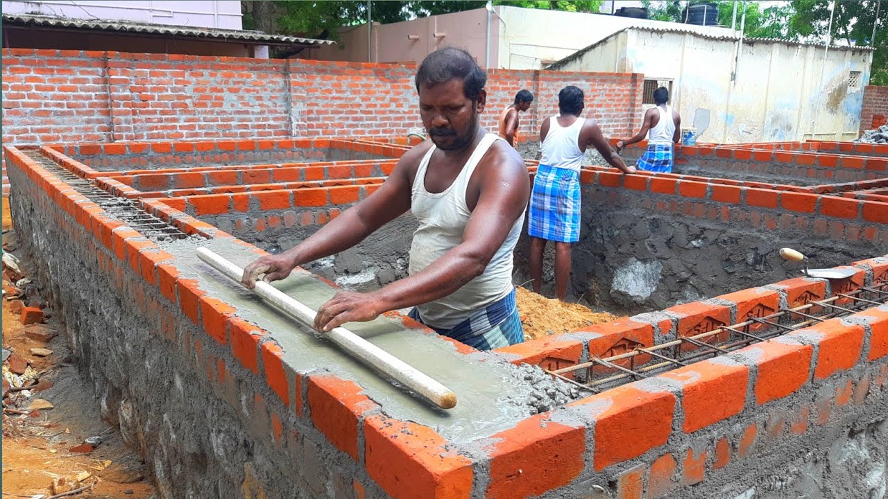 Stone masonry belt-Beautiful with 23x33 size house Foundation level belt Concrete-using sand cement