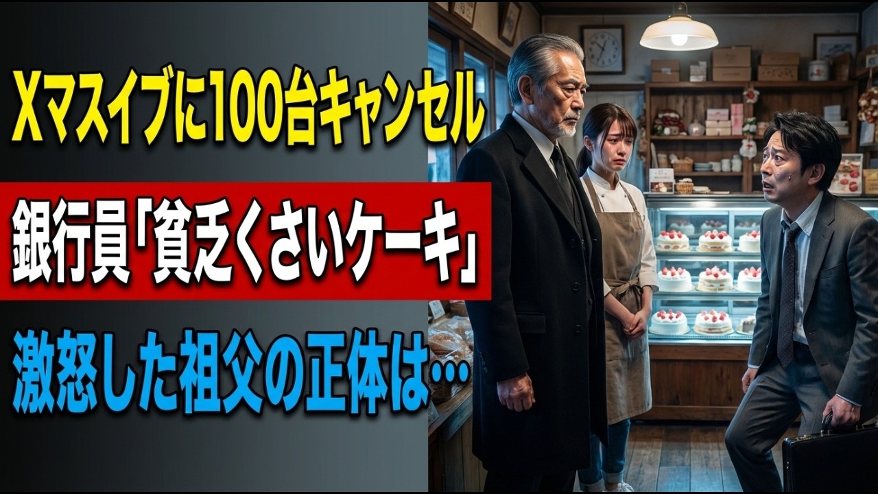 「こんな貧乏くさいクリスマスケーキはいらん！100台分キャンセル」母娘の寂れたボロボロ老舗洋菓子店を見下す銀行員―翌朝、一流ホテル会長祖父「5000億円の融資契約破棄」銀行中が驚愕#泣ける話 #感動