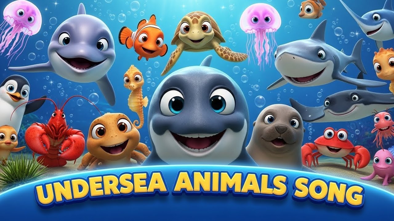 🐬🐙 Веселая и познавательная песенка о морских животных | Легко выучить 20 названий подводных живо...