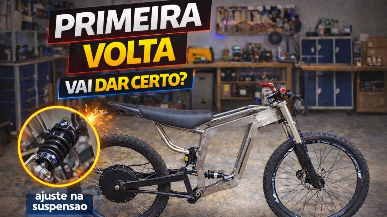 Bike Elétrica Caseira: Teste da Suspenção Depois dos Ajustes