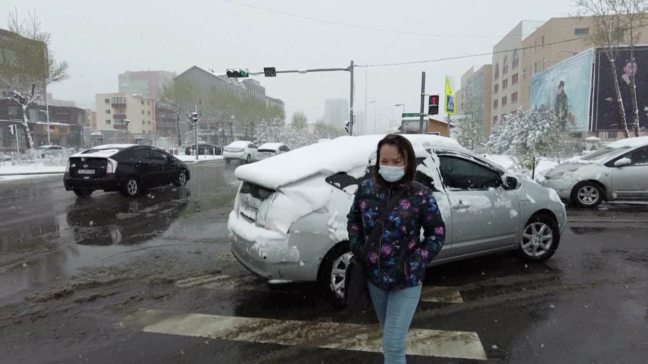 Snowy spring day (Walking in Ulaanbaatar, Mongolia #4)