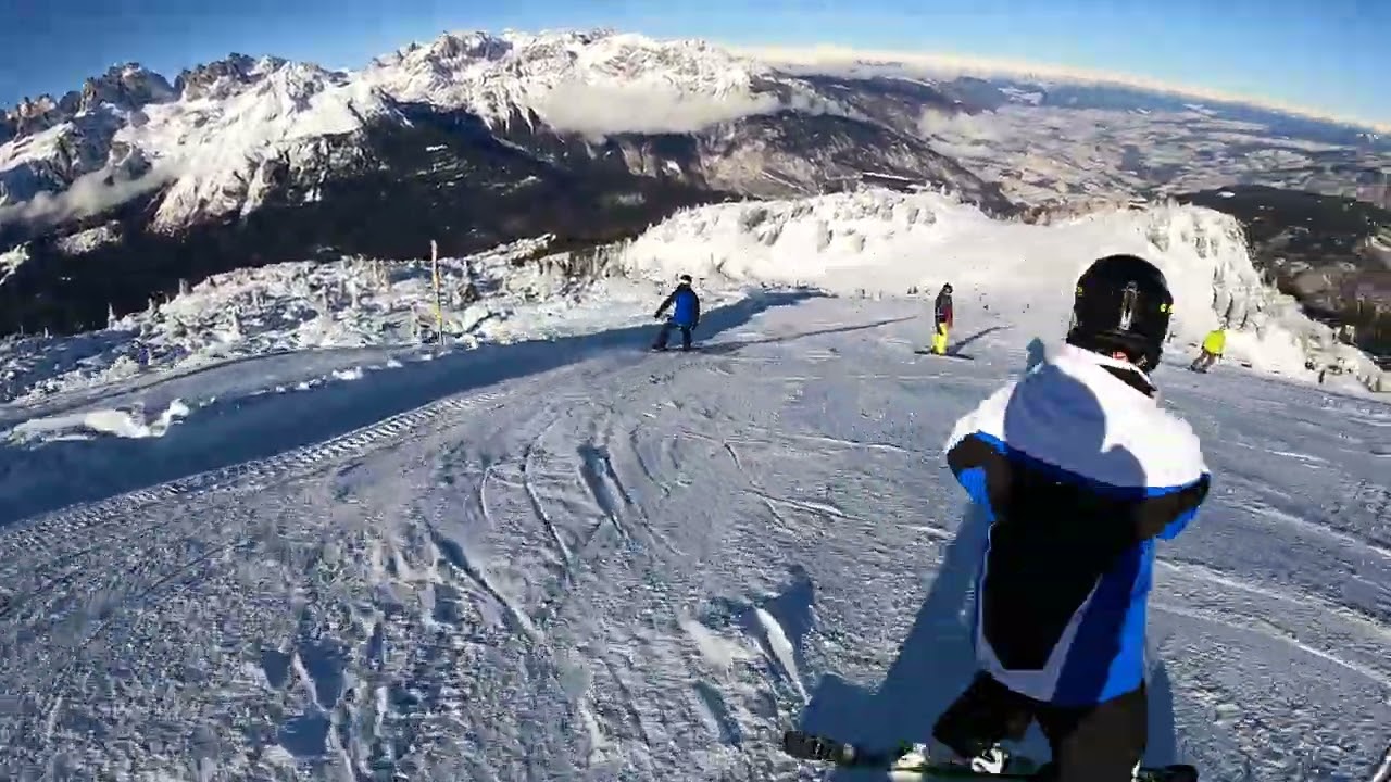 Snowboarding at Andalo, Trento, Italy. 