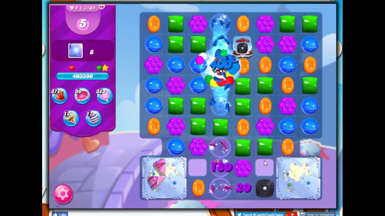 Candy Crush Level 3105 Talkthrough, 25 Moves 0 Boosters