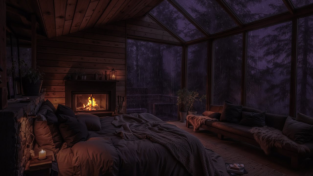Ambiente Nocturno de Lluvia en Habitación | Sonidos Calmantes para Dormir Bien y Sin Estrés