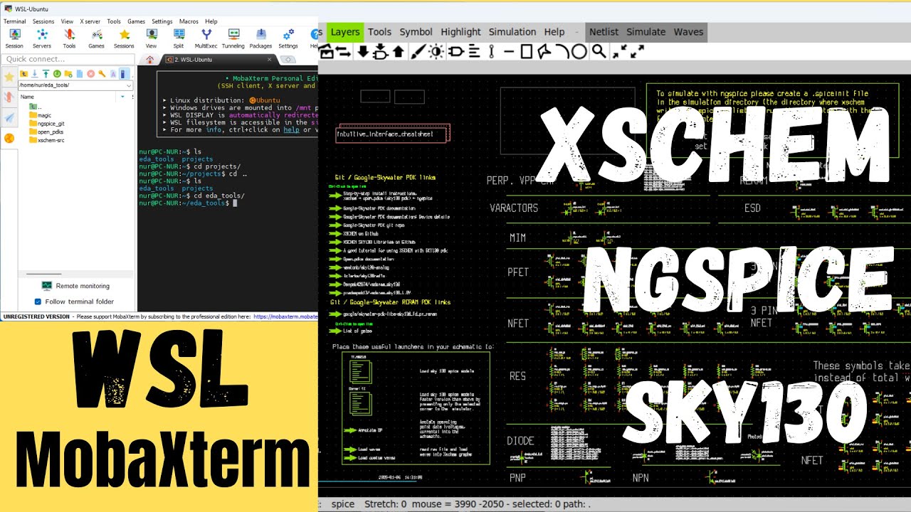 Install Free IC Design Tools on WSL Ubuntu | Xschem | Magic | Ngspice | Sky130