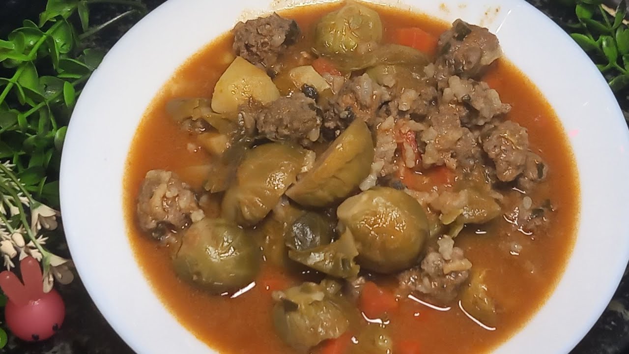 Meatballs in Broth with Brussels Sprouts