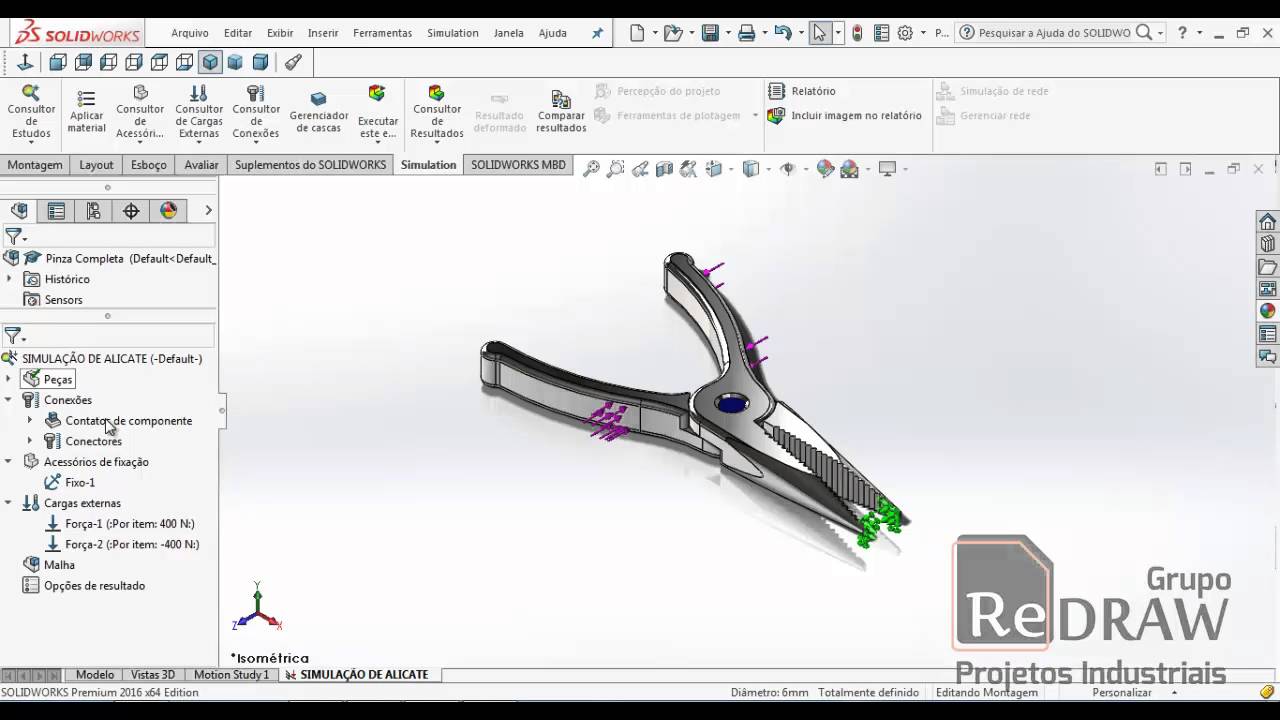 Como aplicar o conector pino no SolidWorks