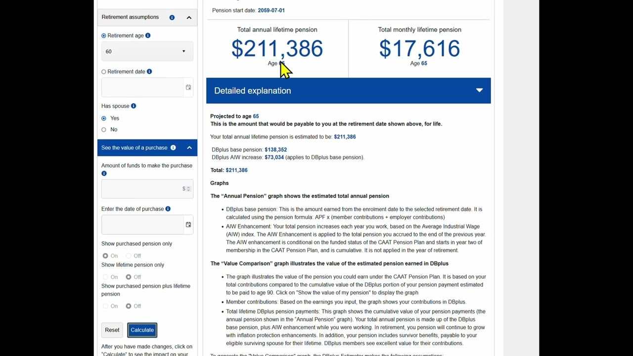 WestJet MEC - CAAT Pension Calculator Explanation