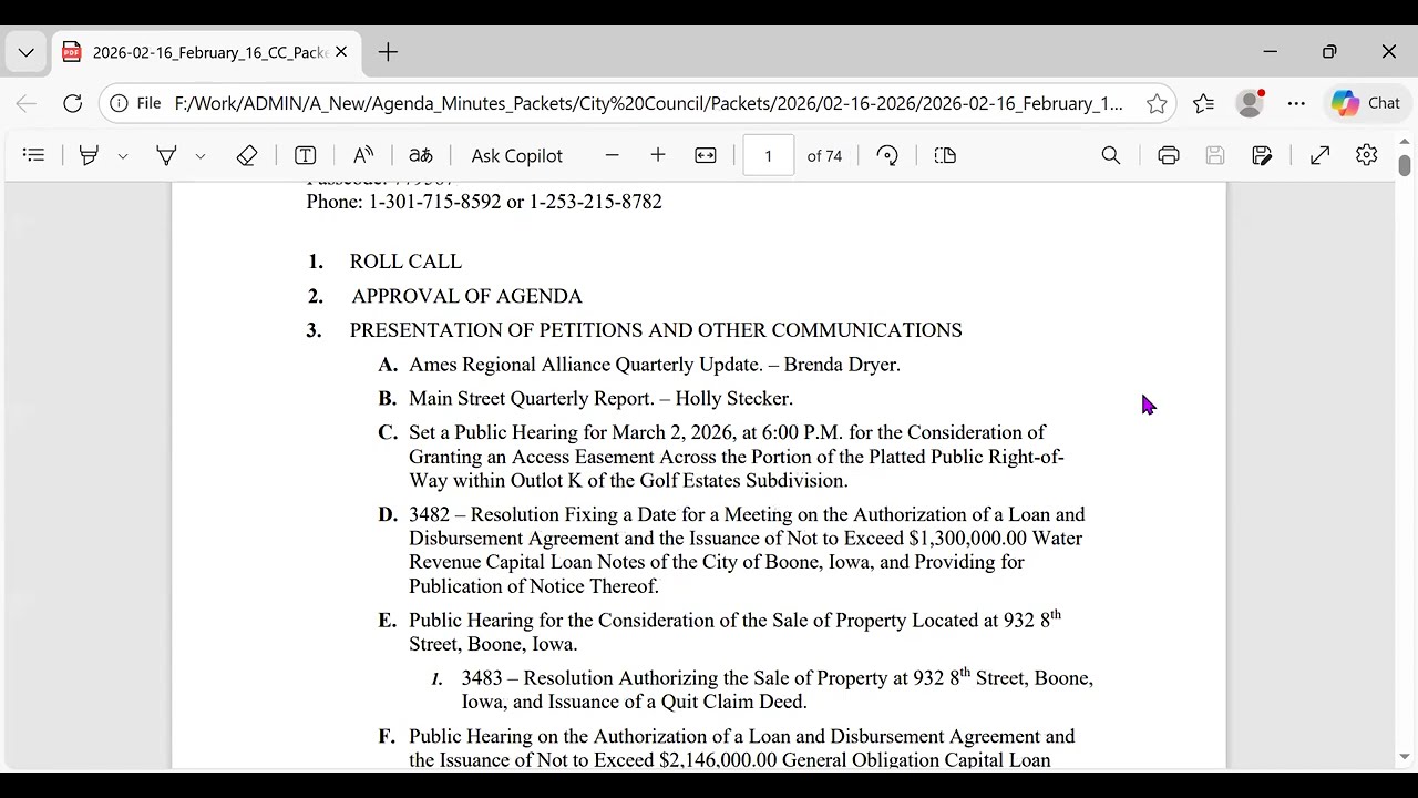 February 16, 2026 Boone City Council Meeting