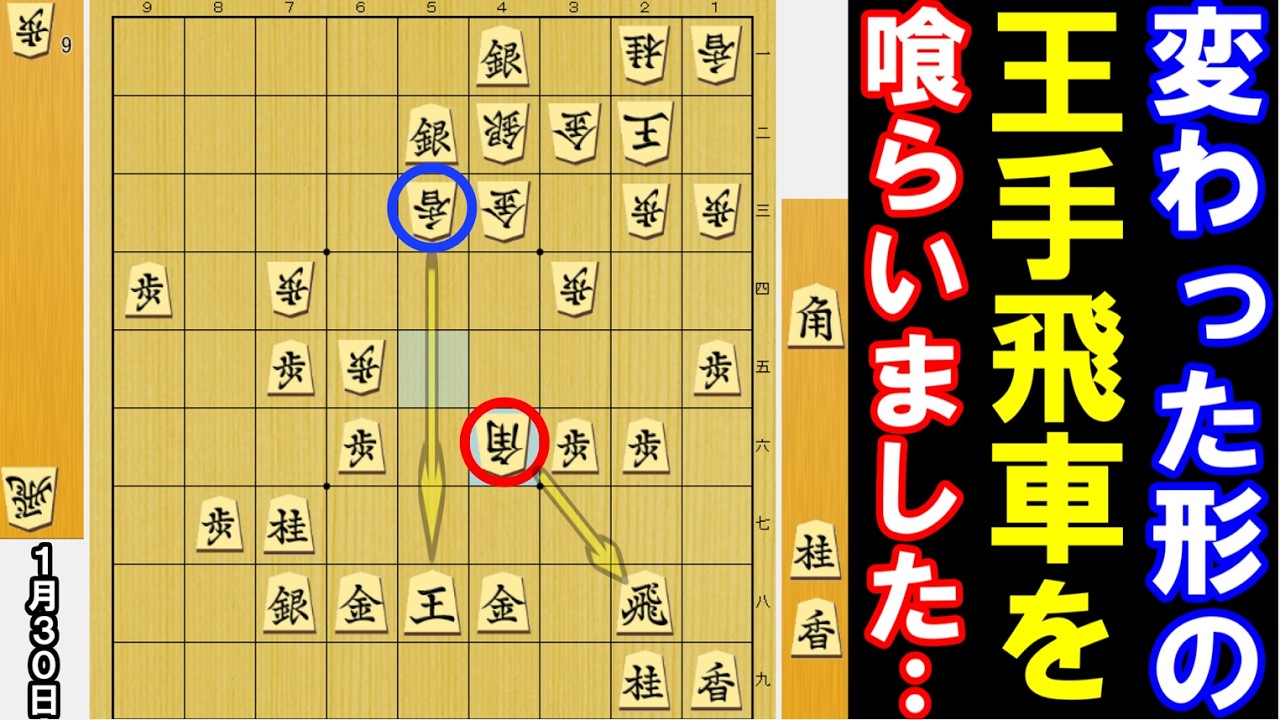 変わった形の｢王手飛車｣を喰らいました！切り返して下さい！（将棋･次の一手)
