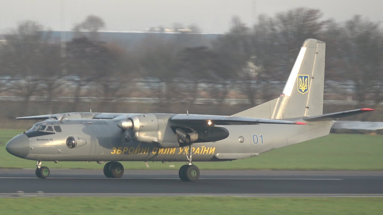 Ukraine Air Force Antonov AN-26 Landing & Take Off Rotterdam Airport