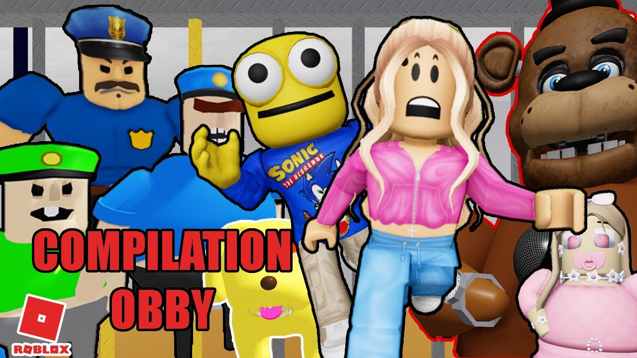 COMPILATION DE 10 OBBY (Police Family,Freddy Barry's,Escape Barky,Barbie escape,Larry's dentist...)♥