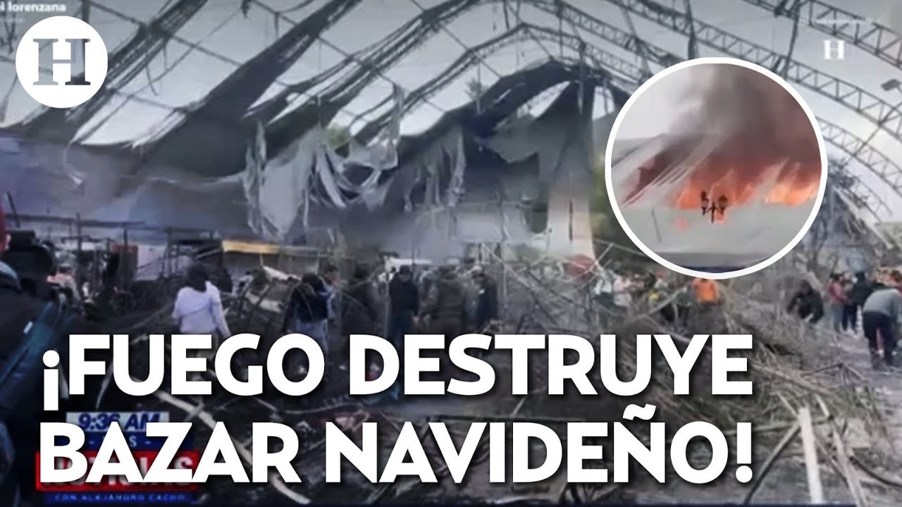 ¡Incendio consume bazar navideño en Teoloyucan! Afecta negocios, pero no hay lesionados