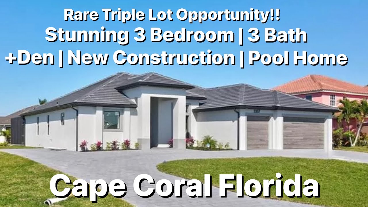 Exquisite Triple Lot Home For Sale! 3BR +Den 3 Bath 3 Car Garage Home | NW Cape Coral Florida!