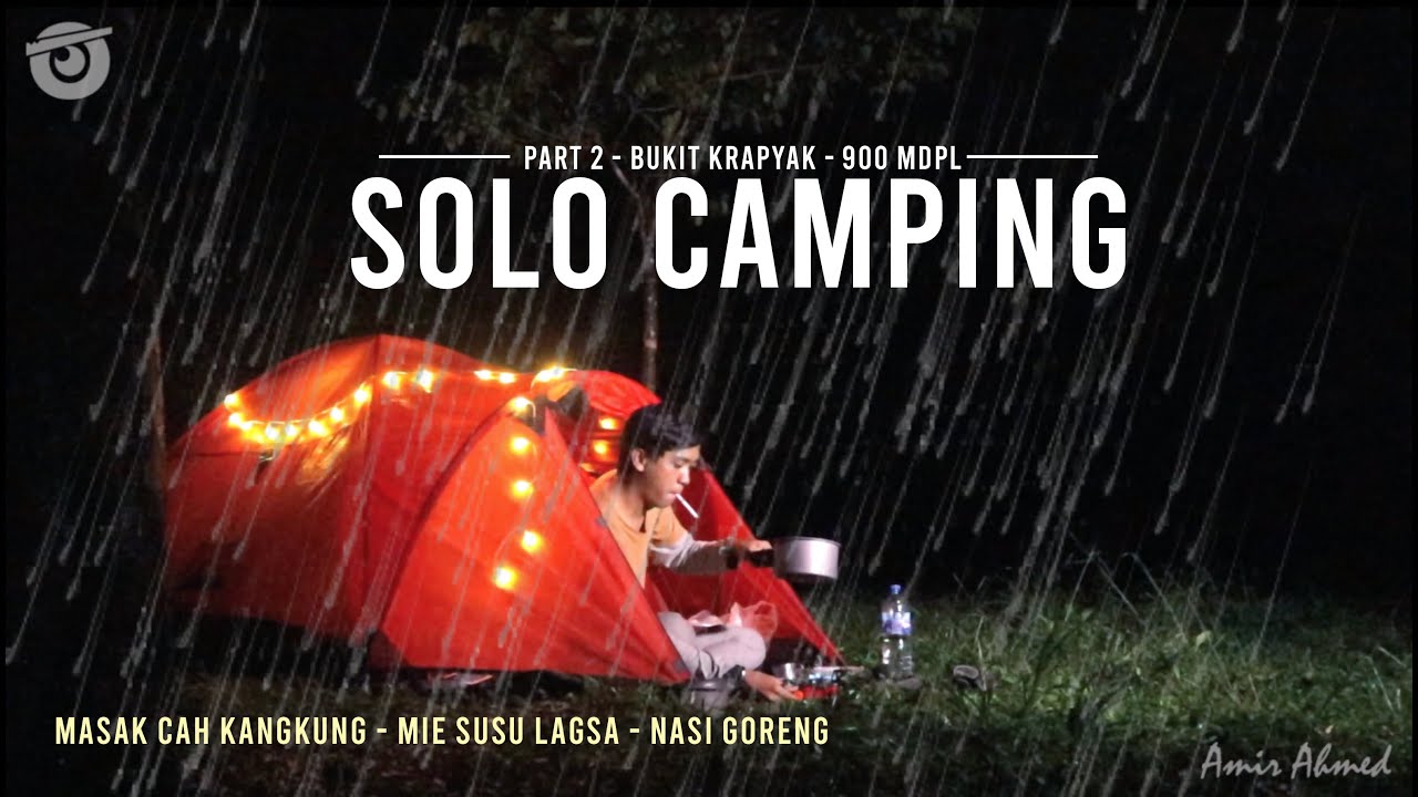 SOLO CAMPING BUKIT KRAPYAK - Cooking Midnight in middle raining forest  #Boedaal