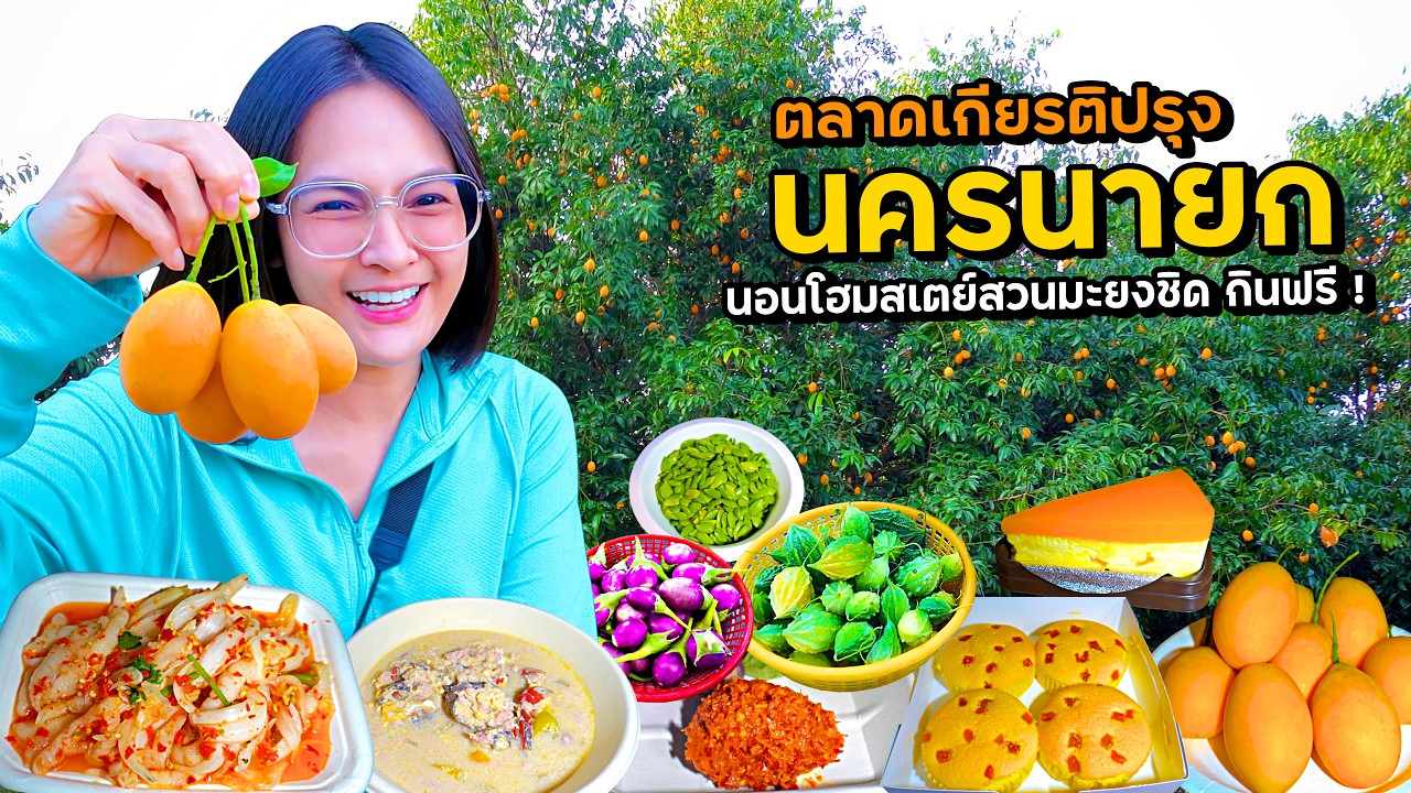 ตลาดนครนายก นอนโฮมสเตย์￼สวนมะยงชิด กินฟรี!