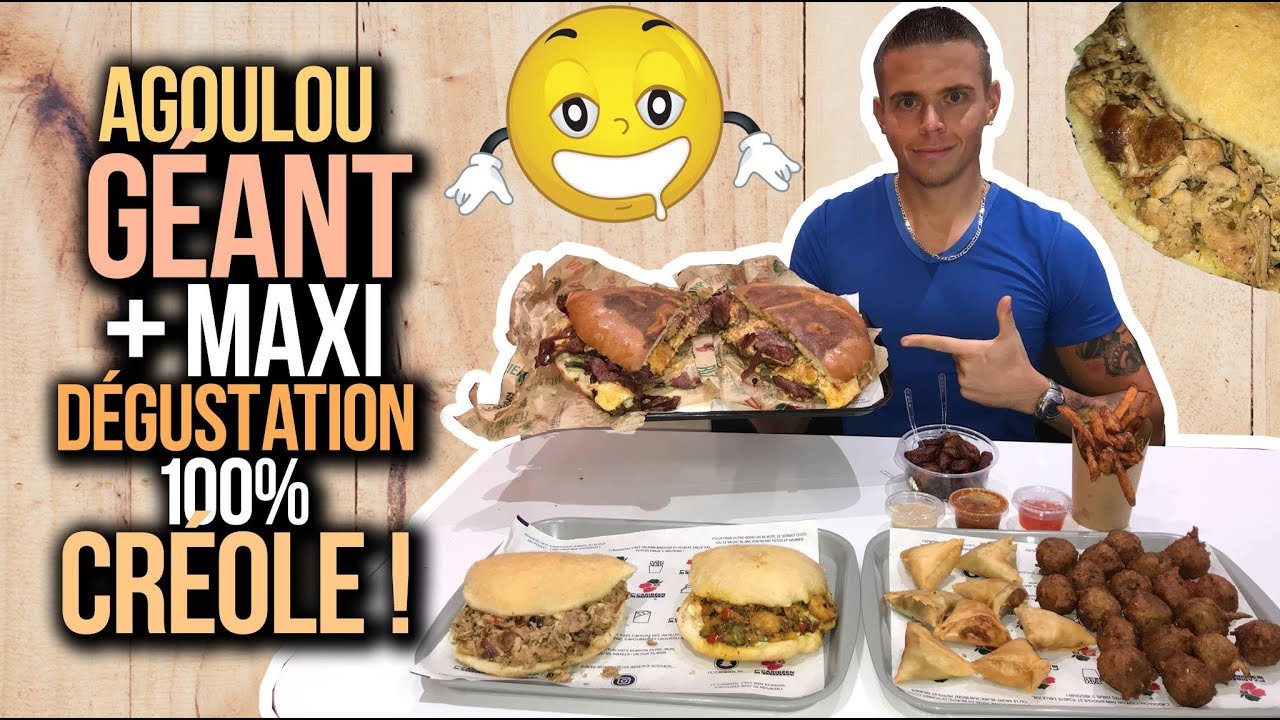 AGOULOU GÉANT + MAXI DÉGUSTATION 100% CRÉOLE ! Bokits, Samoussas, Accras, Alokos !