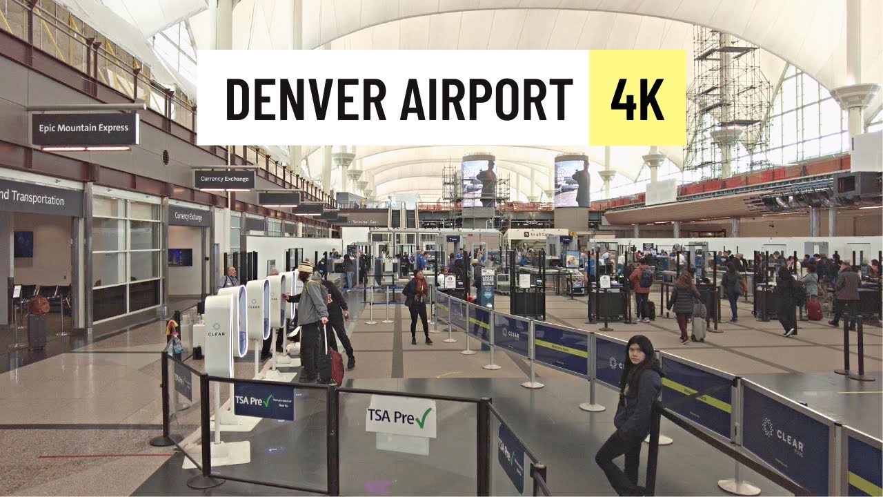 Denver Airport 🇺🇸 DEN Security and Terminal Tour 2023 4K 60fps