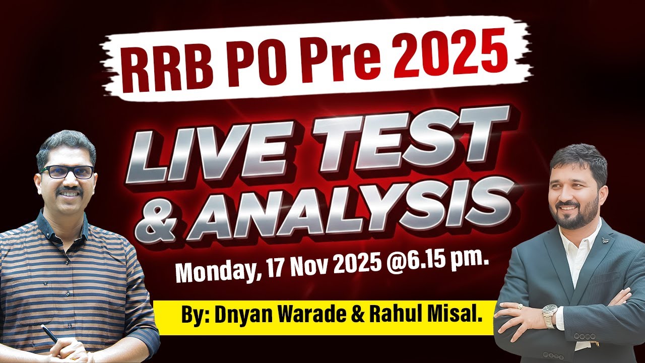 🔥 RRB PO Live Test & Analysis By Dnyan Warade sir & Rahul Misal Sir