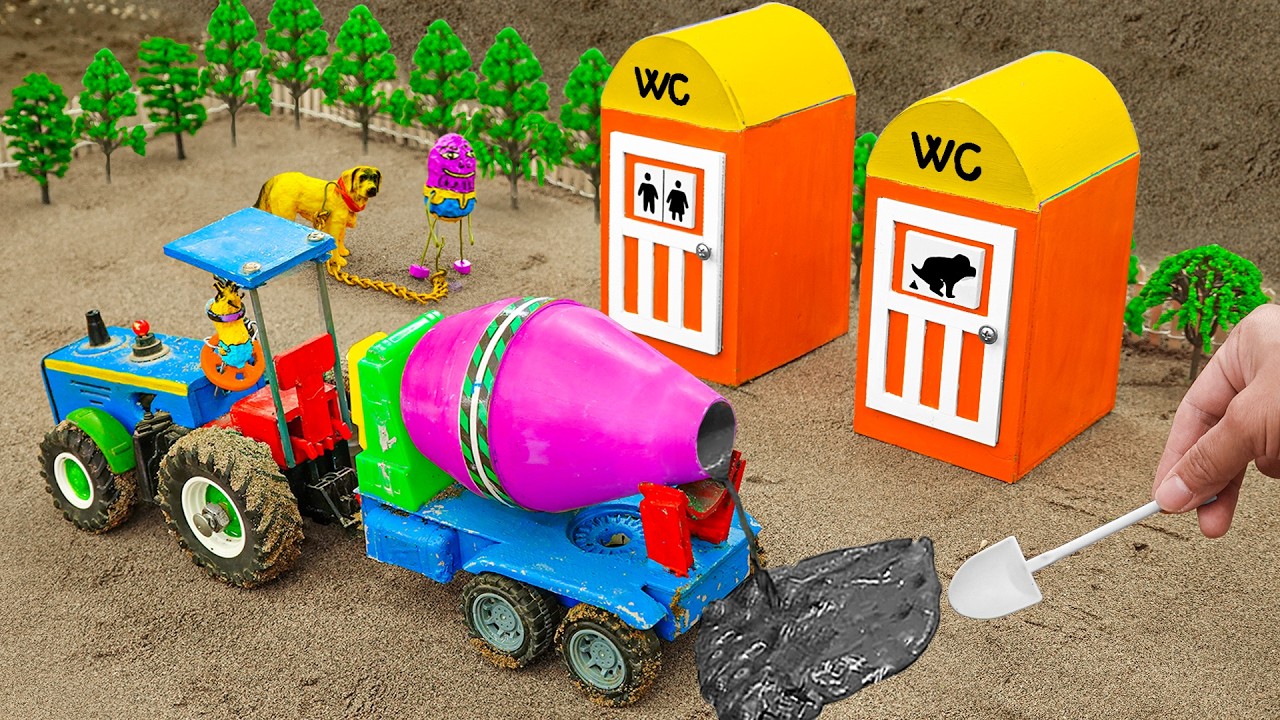 DIY Mini Tractor | Building COLORFUL Mini WC Toilets with a Cement Mixer