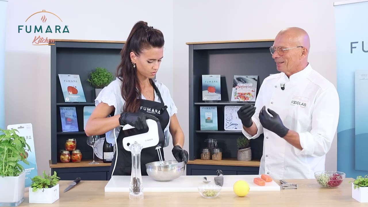 FUMARA KITCHEN - Cuore di salmone affumicato con pistacchi e spuma di patate