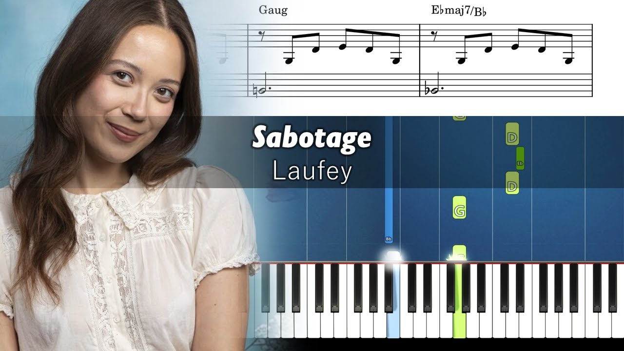 Laufey - Sabotage - Accurate Piano Tutorial with Sheet Music