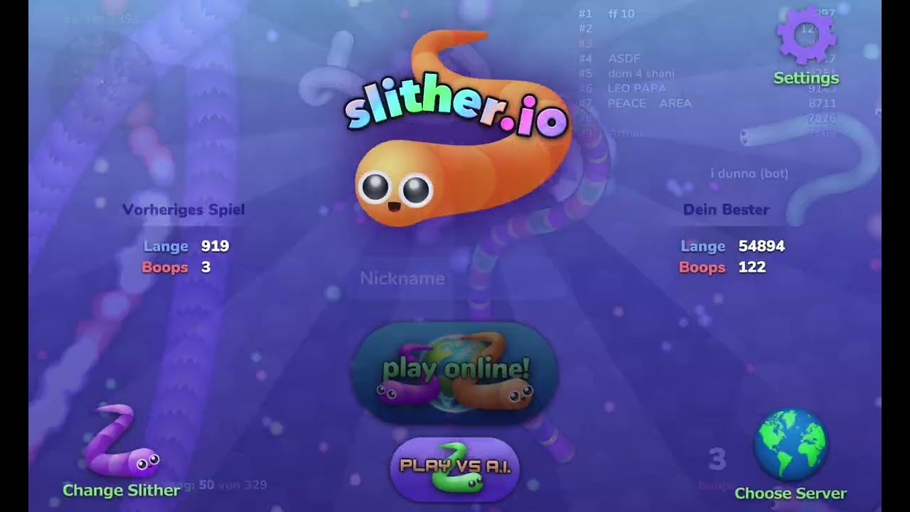 Ich spiele slither.io