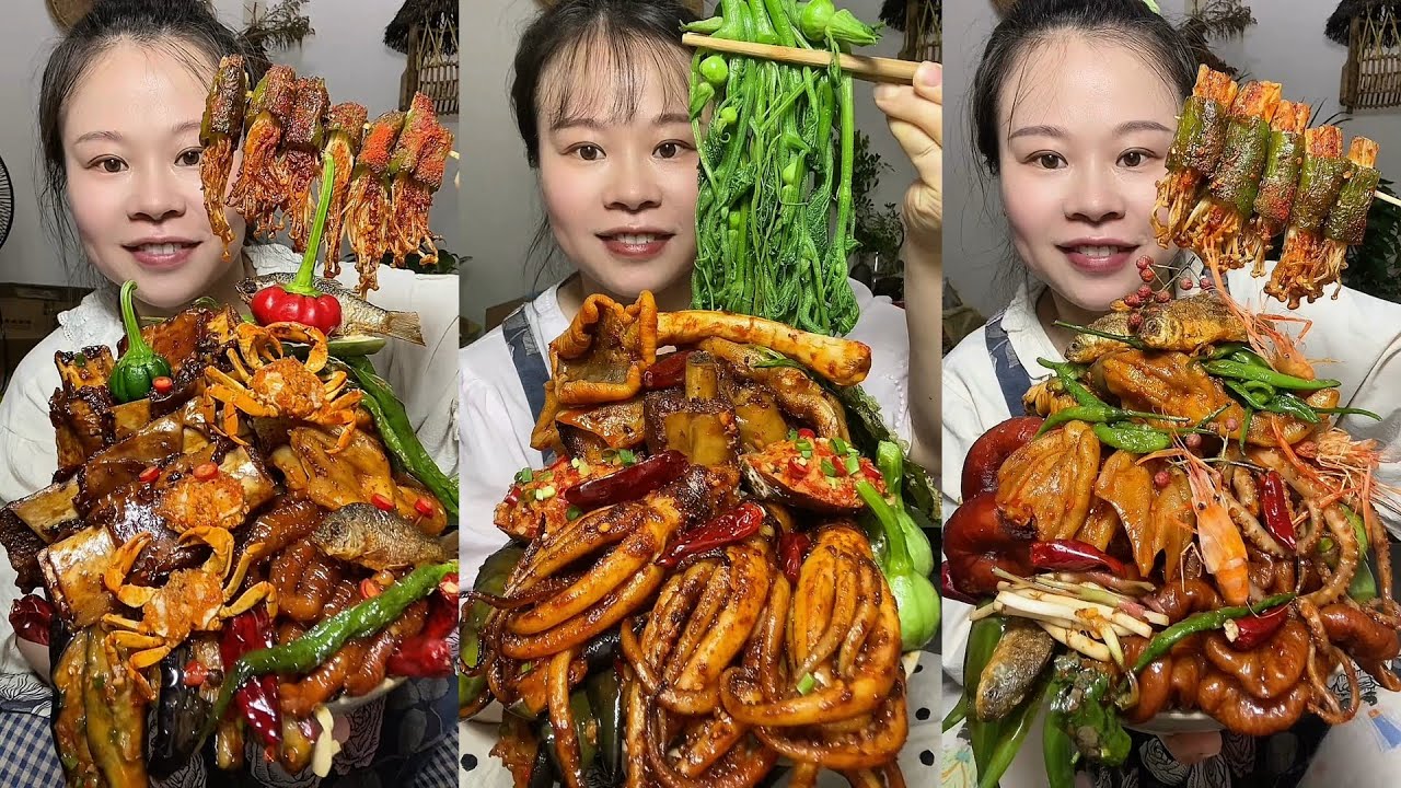 🔥 Homemade Mukbang | Braised Pork, Water Spinach, Eggs & Super Spicy Chili 🌶️ | Super delicious