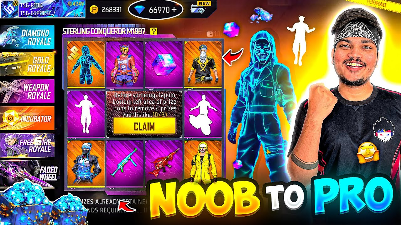 Luckiest Free Fire Id Got Everything In 1 Spin 😍💎 Poor To Rich In 7 Minutes⏰ -Garena Free Fire