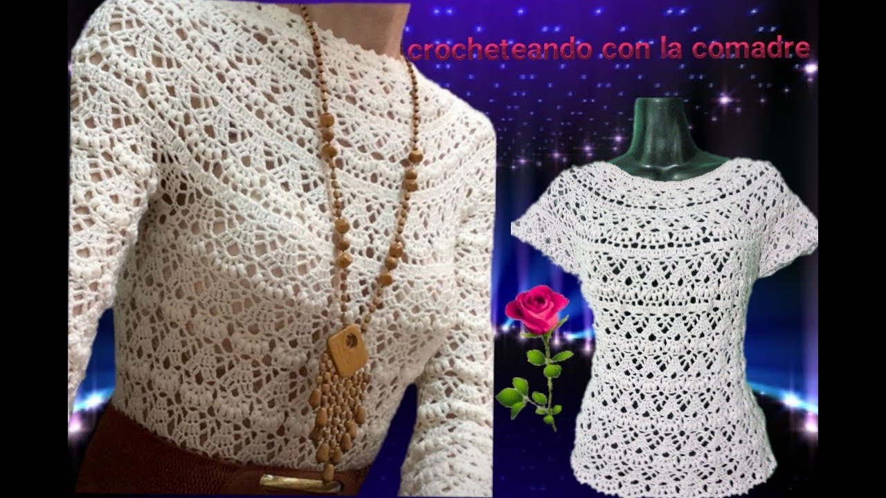 Tutorial blusa luna a crochet Facil y Rapido 2da Parte Crocheteando con la Comadre