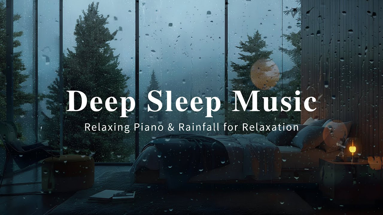 Rainy Bedroom Ambience with Gentle Piano 🎹 Calm Night Music for Sleeping & Anxiety Relief