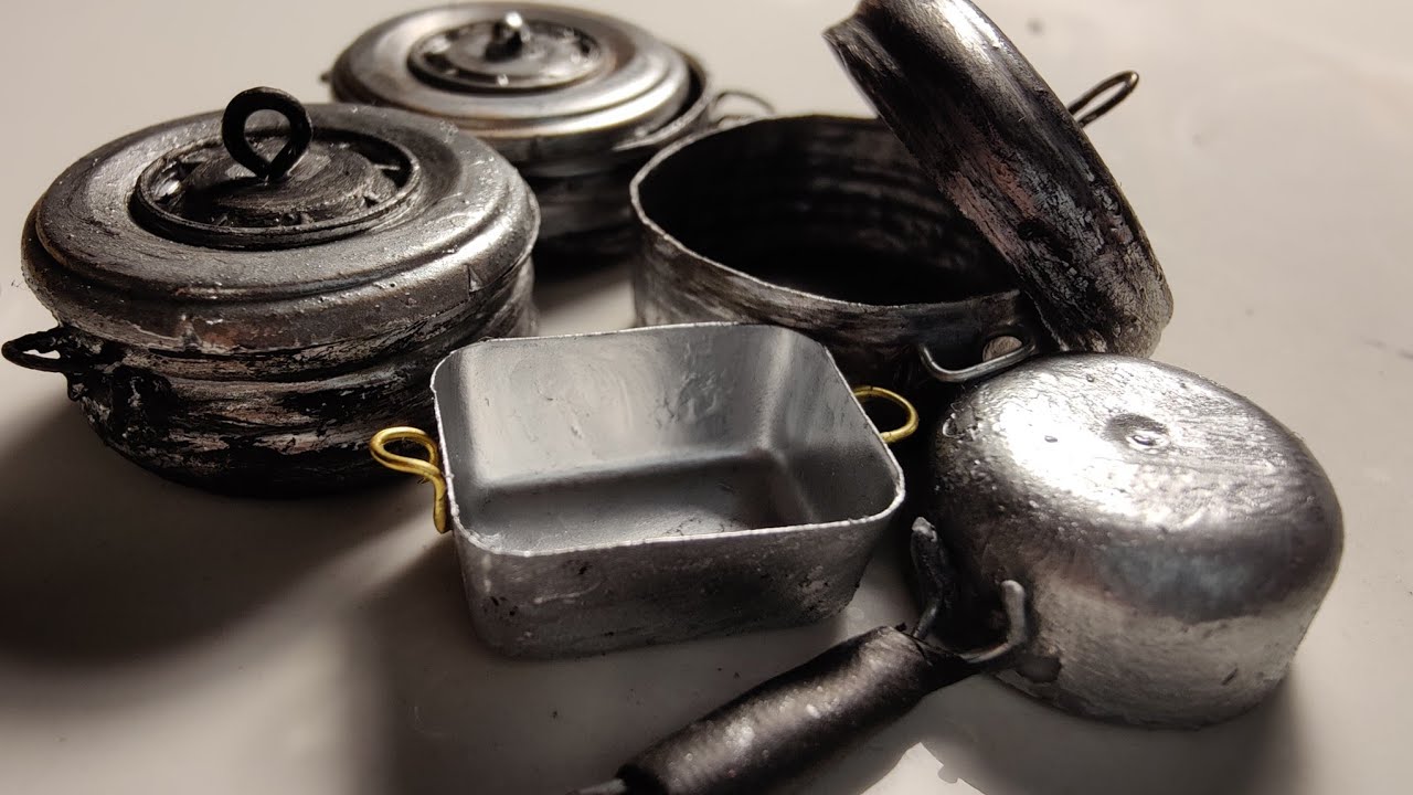 TRASH to Treasure Dollhouse Pots and Pans for the ROOMING HOUSE DOLLHOUSE