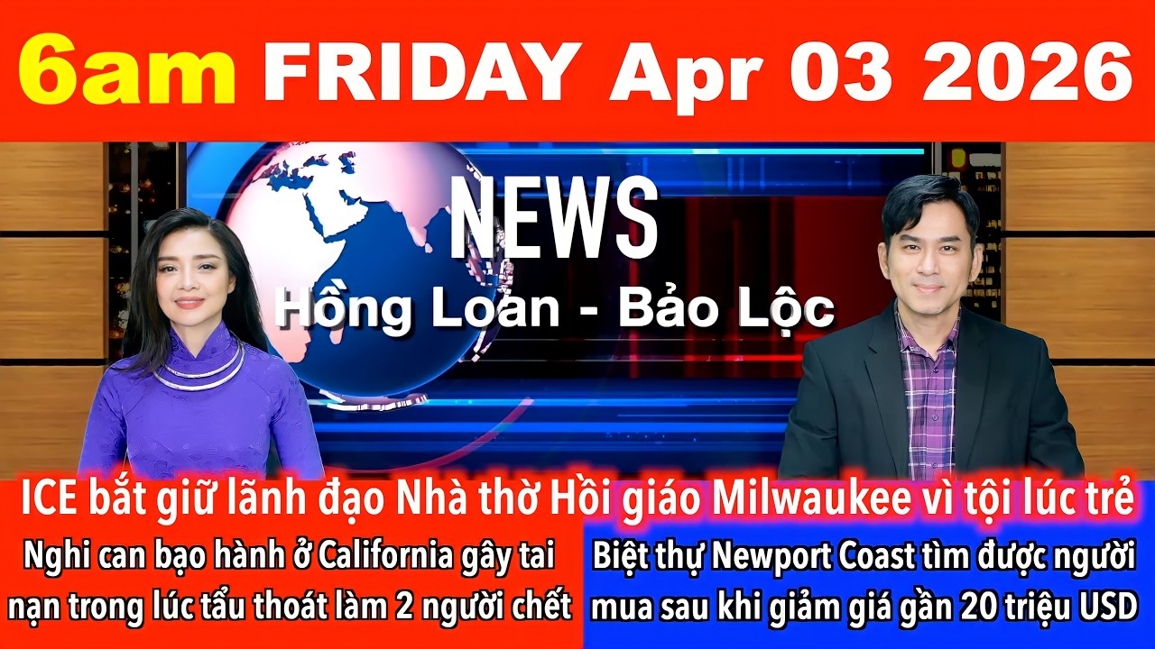 🇺🇸Apr 3, 2026 Nghi can bạo h&agrave;nh gia đ&igrave;nh ở California g&acirc;y tai nạn l&uacute;c tẩu tho&aacute;t l&agrave;m 2 người chết