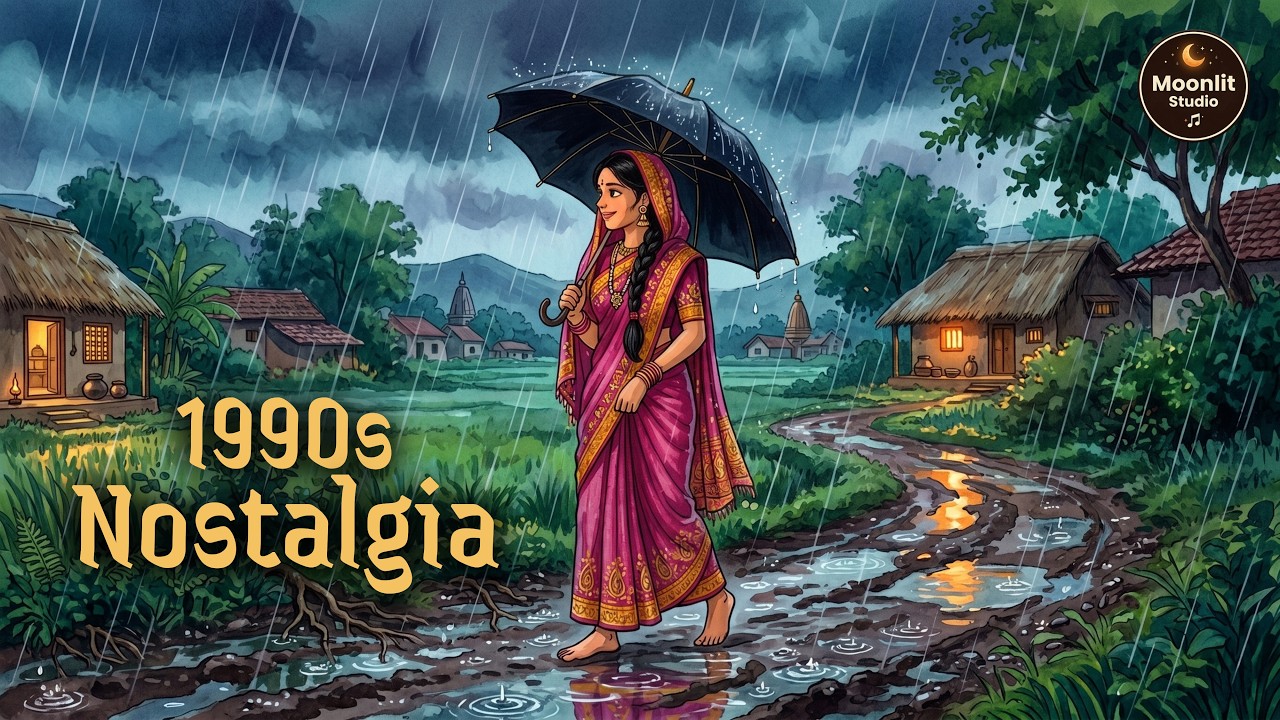 A Rainy Day in 1990s Indian Village 🌧️ | Nostalgic Monsoon Memories | Ghibli Style Music