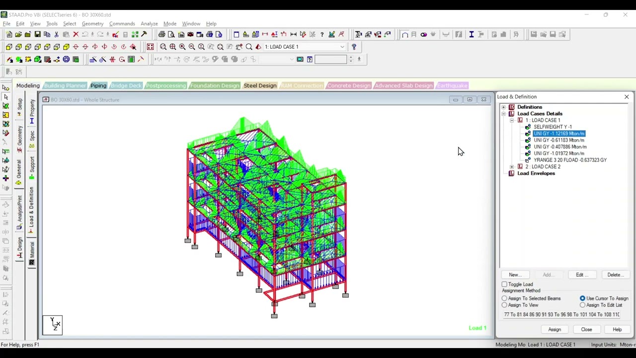 See loads separately in STAAD Pro | Graphical Display Unit
