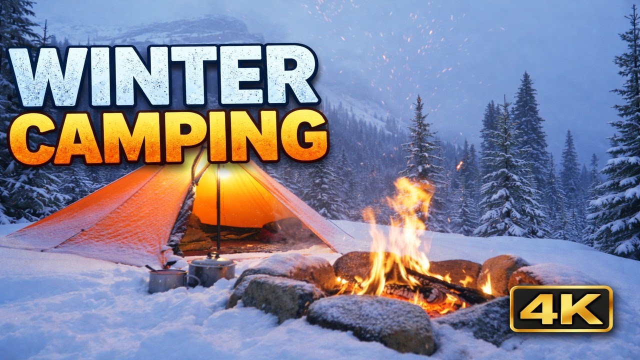 4K Snowy Winter Camping ⛺🔥 Chill Lo-Fi Vibes