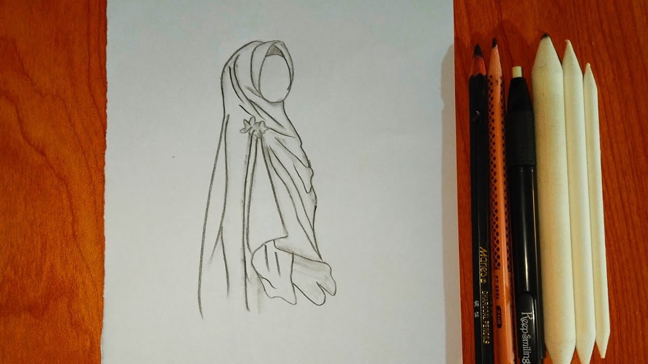 Hijab Girl Line Art 🤍🖊️