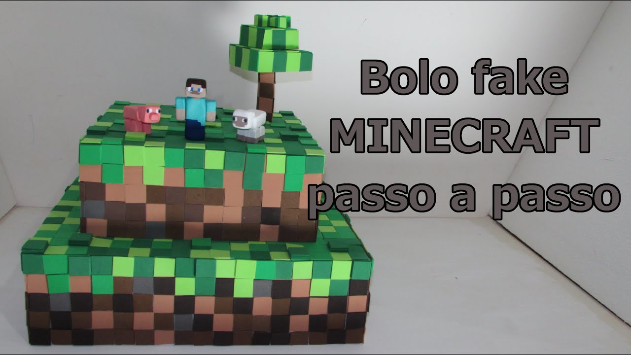 Como fazer bolo fake Minecraft passo a passo