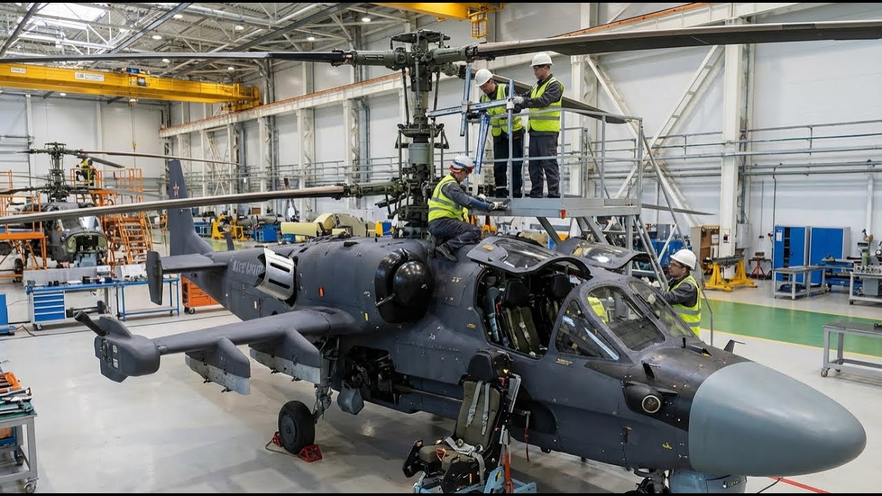 Kamov Ka-50 Production: Integrating K-37 Ejection System & Coaxial Rotor Alignment