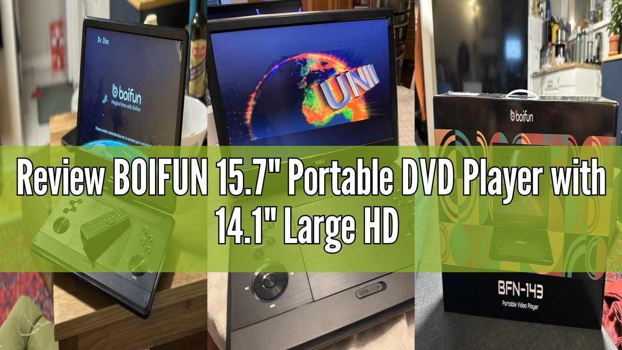 Review BOIFUN 15.7" Portable DVD Player with 14.1" Large HD Swivel Screen for Car and Kids, Built-in