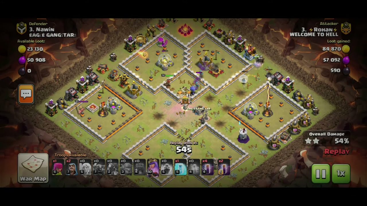 3 star th11 Inferno and x-bow island war base | Pekka kill troops and OP Bats Spell | Ft. Rohan