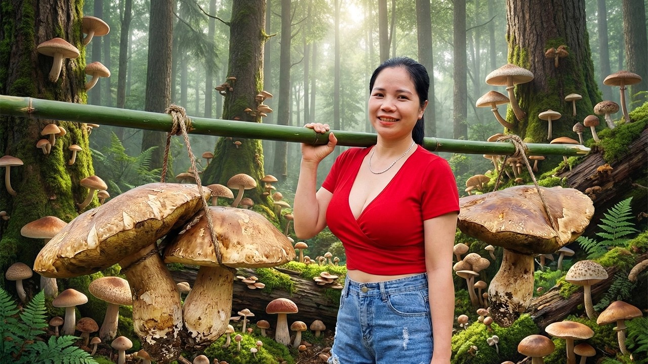 TIMELAPSE - Harvesting 1500kg Rare Wild Mushroom Yield - Healthy Wild Mushroom Soup Recipe