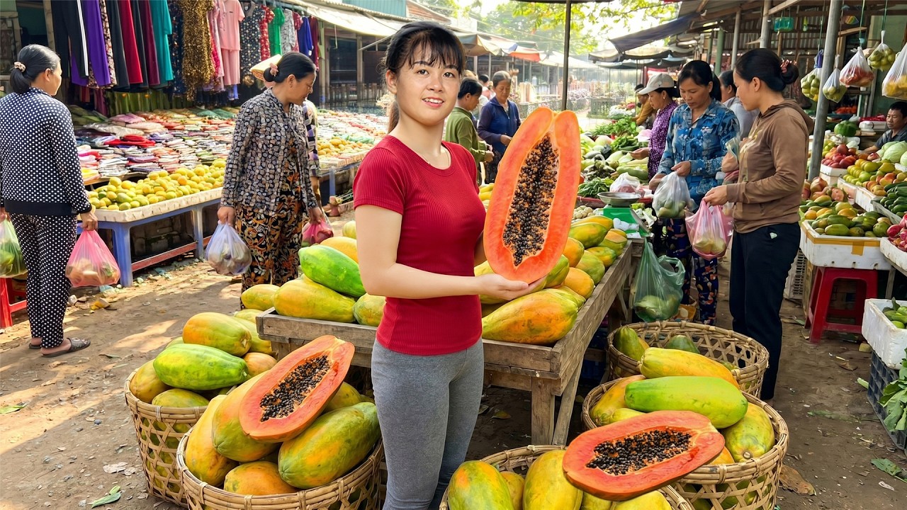 Harvesting Giant Papaya Fruits to Sell at Market | Surprising Farm Animals Care & Free Bushcraft