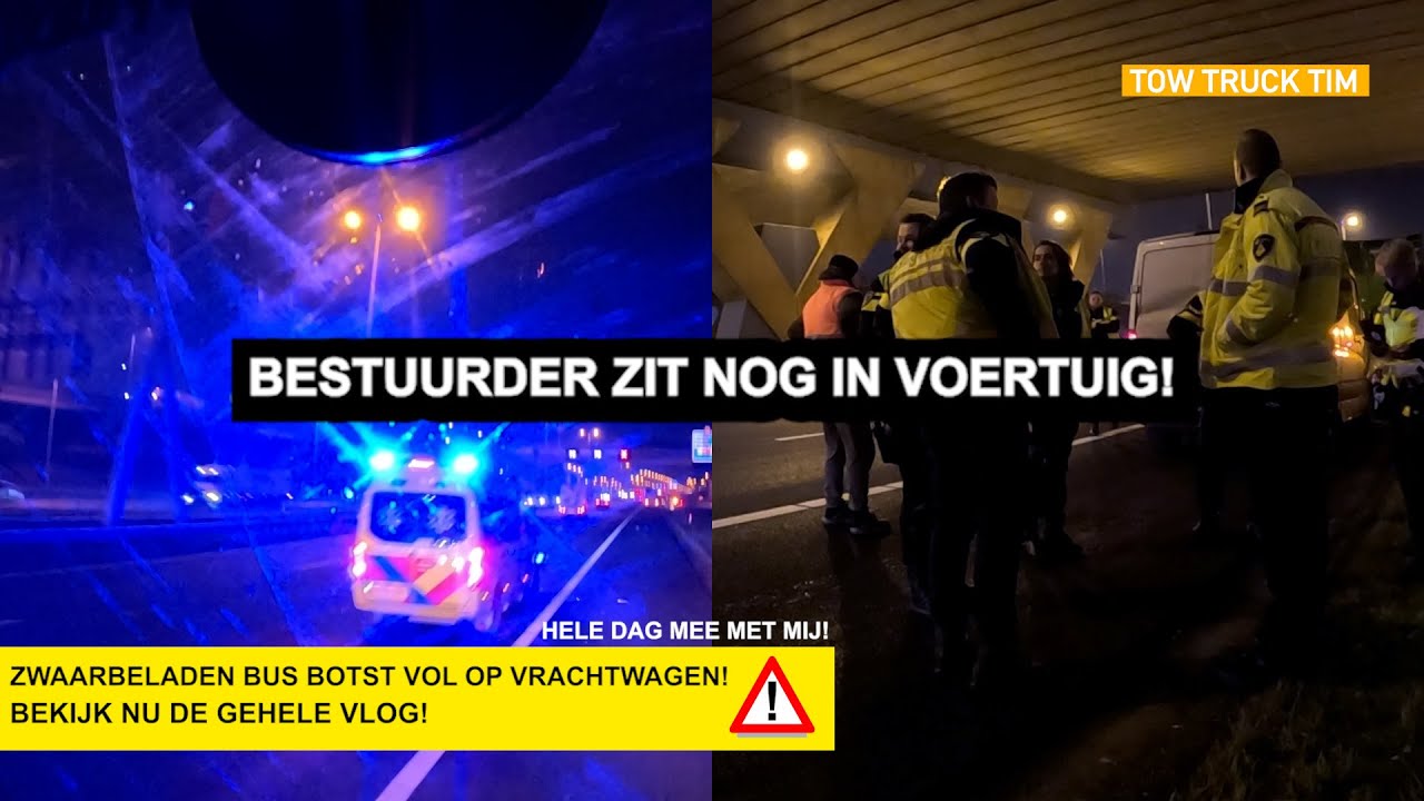 🚨 Zwaarbeladen busje botst vol op vrachtwagen #SNELWEG