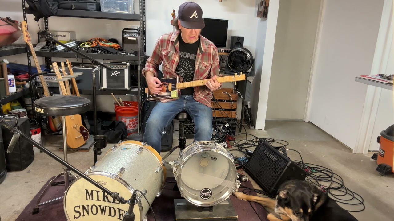 3 String Cigar Box Guitar Instrumental Cover of Dirty Deeds Done Dirt Cheap by AC/DC open E Tuning